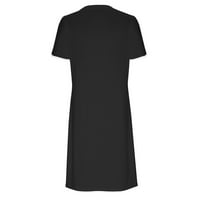 Női nyári ruhák nyári ruhák Női kabát ruha Legénység nyak Romper beépített zseb Fekete 2XL