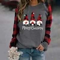 Női aranyos Crewneck pulóverek karácsonyi nyomatok Női felsők és blúzok Alkalmi Hosszú ujjú felsők divatos pulóver