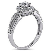 Carat T.W. Gyémánt 14KT Fehérarú Milgrain Design Halo eljegyzési gyűrű