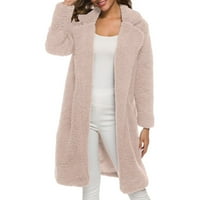 haxmnou női divat Egyszínű Hosszú ujjú közepes hosszúságú bárány bársony kabát gyapjú kabátok női Rózsaszín xl