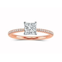 Arista 2- Carat T.W. Négyzet alakú swarovski gyémántok fehér pasziánsz eljegyzési gyűrű rózsaszín bevont ezüstben