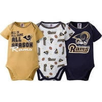 Los Angeles Rams Baby Boys Rövid ujjú Bodysuit szett, 3 csomag