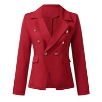 symoid Női kabátok-plusz selyem szatén kabát hivatalos kardigán zsebek munka irodai öltöny kabát Piros L