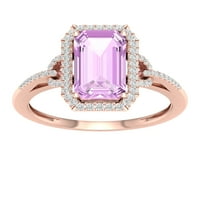 Imperial Gemstone 10K rózsa arany smaragd vágás rózsaszín ametiszt ct tw gyémánt halo női gyűrű