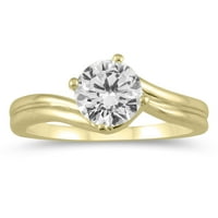 Női AGS hitelesített Karátos gyémánt Pasziánsz gyűrű 14k sárga aranyban