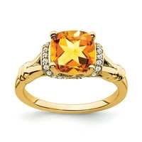 Primal Gold Karat sárga arany citrin és gyémánt gyűrű