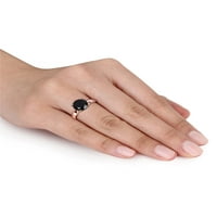 Carat T.W. Fekete gyémánt 10KT rózsa arany pasziánsz eljegyzési gyűrű