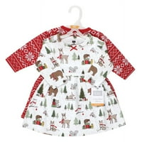 Hudson baba csecsemő és kisgyermek lány pamut ruhák, karácsonyi erdő, 0 hónap