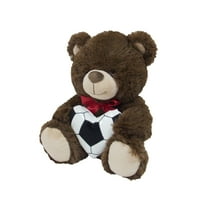 Kelly Toy® sötétbarna medve futball szívvel töltött állattal