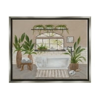 Stupell hab -öblítés áztassa a fürdőszoba növényzet tipográfia festmény szürke úszó keretes művészeti nyomtatott fali