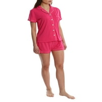 A blis női rövid ujjú gomb lefelé pizsamák alvó ing és rövidnadrág pj set