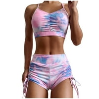 amousa Női Tie-dye Camis rövidnadrág Bikini szett Push-Up Pad fürdőruha fürdőruha Beachwear fürdőruha női