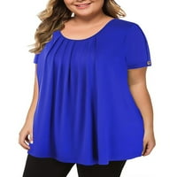 Abtel Női póló Rövid ujjú nyári pólók gomb dekoráció Plusz méretű felsők Női Divat Ünnep tunika Kék XL