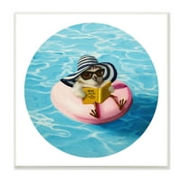 Stupell Industries Madárolvasó könyv medence úszó Beverly Hills nap kalap, 12, Lucia Heffernan tervezése