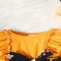 Suanret kisgyermek baba lányok hosszú ujjú ruha Hálaadás pulyka nyomtatás Mini ruha őszi egy vonal Hercegnő ruha sárga