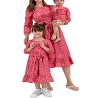 AMILIEe anya és én megfelelő ruhák nőknek gyerek lányok pontok nyomtatás fodros ruha övvel
