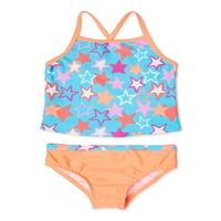 Wonder Nation Baby & Toddler Girls Stars tankini, 2 darabos úszó készlet, méretek 12m-5t