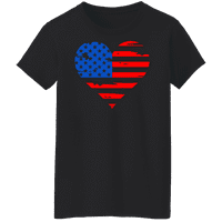 American Flag Heart Collection női július 4 -i hazafias amerikai női grafikus póló - bajba jutott szív