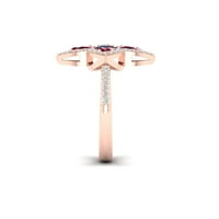 Imperial Gemstone 14K rózsa aranyozott ezüst létrehozott rubin és fehér zafír virággyűrűt készített a nők számára