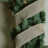 Zöld és barna zsákvászon vezetékes karácsonyi kézműves szalag