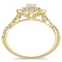 1- Carat T.W. Ragyogó finom ékszerek smaragd vágott gyémánt eljegyzési gyűrű 10 kt sárga aranyban, 8. méret