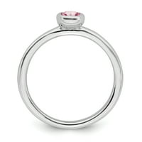 Sterling Ezüst Ovális Rózsaszín Turmalin Gyűrű