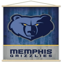 Memphis Grizzlies-Logo fali poszter fa mágneses kerettel, 22.375 34