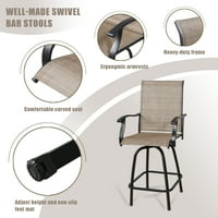 Ula bútor 2 db-os kültéri forgatható bárszék, Sling Patio Ülőmagasság bárszékek magas háttal és kartámasszal