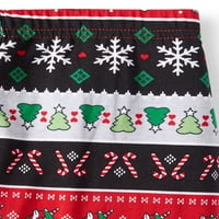 Ünnepi karácsonyi hosszú ujjú grafikus póló és ünnepi nadrág, 2 darabos ruhakészlet