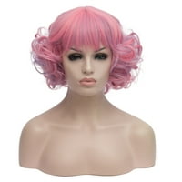 Egyedi olcsó emberi haj parókák a hölgyhez 12 rózsaszín kék kiemelés göndör paróka paróka sapkával