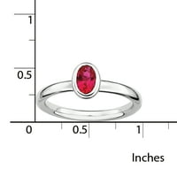 Ezüst Ovális Létrehozott Rubin Gyűrű