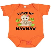 Inktastic aranyos lajhár szeretem a Mawmaw zöld levelek ajándék kisfiú vagy kislány Body