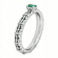 Létrehozott Smaragd Ezüst Egyköves Gyűrű