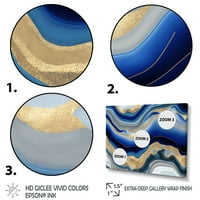 Designart Vibrant Blue and Gold Agate III vászon fali művészet