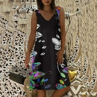 Yubatuo Női ruhák Női Divat Alkalmi V-nyakú ujjatlan nyomtatott laza pulóver ruha nyári ruhák nőknek
