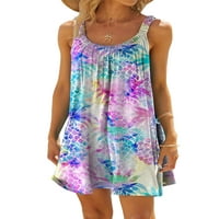 Frontwalk Női Parittya strand ruhák ujjatlan nyári Mini ruhák Legénység nyak mellény póló ruhák laza Sundress ananász