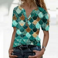 Strungten nyári Retro V-nyakú Pozícionáló nyomtatás rövid ujjú Női ing póló hosszú ruhák Női formális