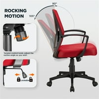 MART állítható háló irodai szék középső hátsó ügyvezető szék kerekekkel, piros