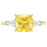 3.5 ct Asscher vágott sárga szimulált gyémánt 18K sárga arany évforduló eljegyzési kő gyűrű mérete 8.25