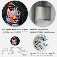 Designart 'Absztrakt színes fantázia -portré egy fiatal nő II. Modern körfém fali művészet - 36 lemez