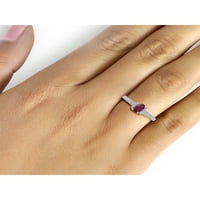 JewelersClub Ruby Ring Birthstone ékszerek - 0. Karát rubin 14K aranyozott ezüst gyűrűs ékszerek fehér gyémánt akcentussal