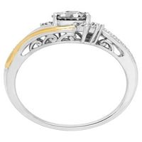 Ragyogó finom ékszerek fehér topaz gyémánt akcentus gyűrű ezüstben és 10K sárga aranyban