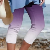 fartey Capri női nadrág vékony, kényelmes gradiens nyomtatás nyári nadrág elasztikus derékkal tengerparti nyaralás