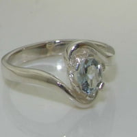 Brit készült ezüst természetes akvamarin Női Nyilatkozat gyűrű - méret opciók-Méret 5