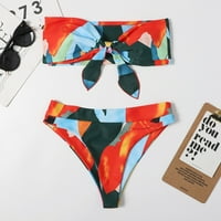 Női varrás színes nyomtatás Bikini fürdőruha alsónadrág nyitott hátsó fürdőruha