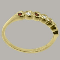 Brit gyártmányú szilárd 9k sárga arany gyűrű természetes gyémánttal & gránát Női örökkévalóság gyűrű-méret opciók-méret