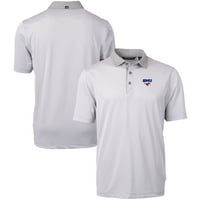 Férfi vágó & Buck szürke fehér SMU Mustangs Big & Tall Virtue Eco Pique Micro Stripe újrahasznosított Polo