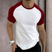 Aayomet férfi rövid SleeveMens tavaszi nyári alkalmi sport Színes blokk Raglan ujjú Kerek nyakú póló pólók férfiaknak