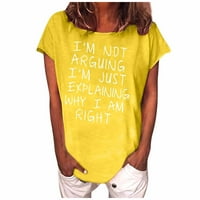 Női nyári felsők Clearance Női alkalmi póló Vicces Levél nyomtatott rövid ujjú O-nyakú pólók Top Flash Pick sárga