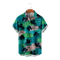 Flamingók zöld levél ingek férfiaknak 3d nyomtatott férfi Hawaii ing strand rövid ujjú Divat felsők póló férfiak ons